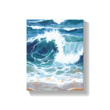 Kraschande Havsvågor | Kustnära Blå Akvarell