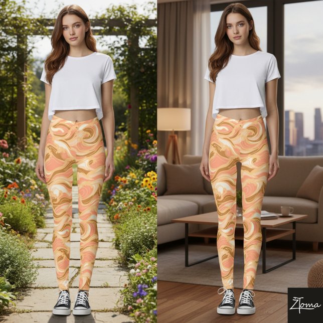 Krashande vågor varma färger leggings (Skapare uppladdad)