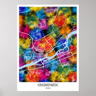 Krasnoyarsk Ryssland City Karta Poster