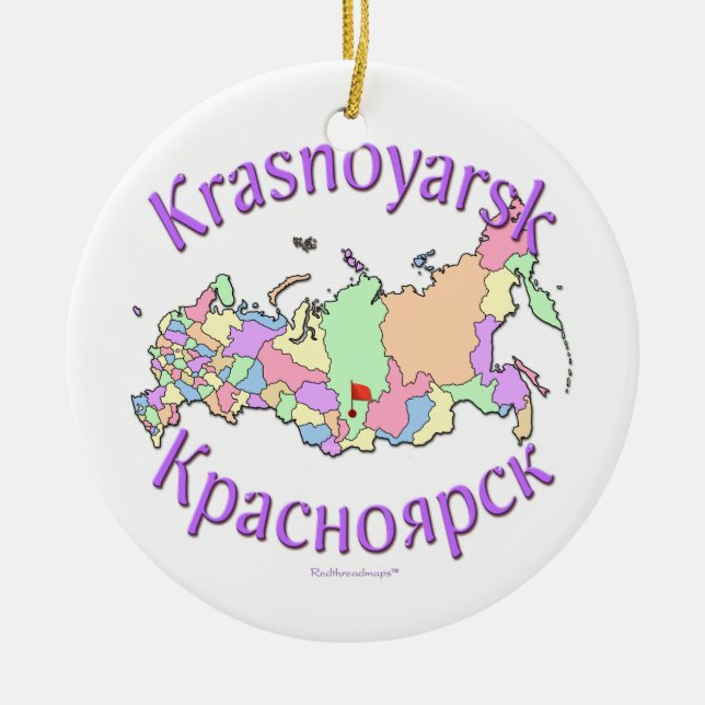 Krasnoyarsk Ryssland kartaprydnad Julgransprydnad Keramik (Framsidan)