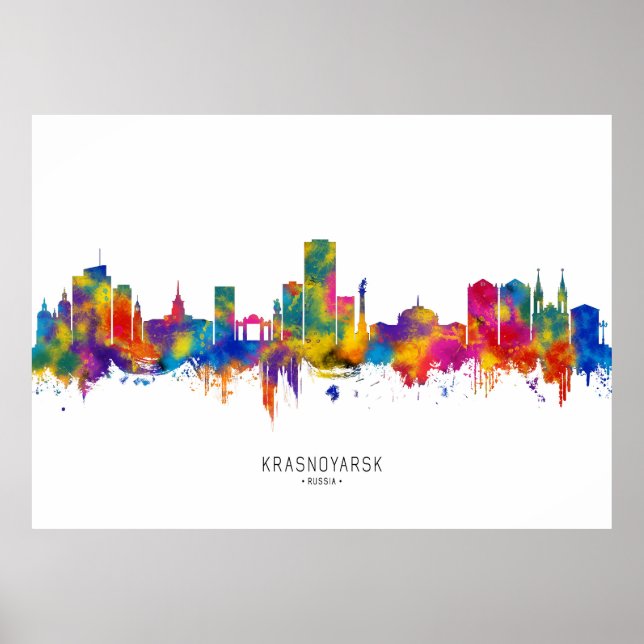Krasnoyarsk Ryssland Skyline Poster (Framsidan)