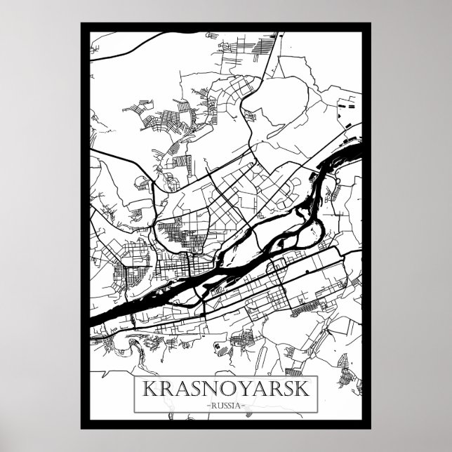 Krasnoyarsk Ryssland Stadskarta Poster (Framsidan)