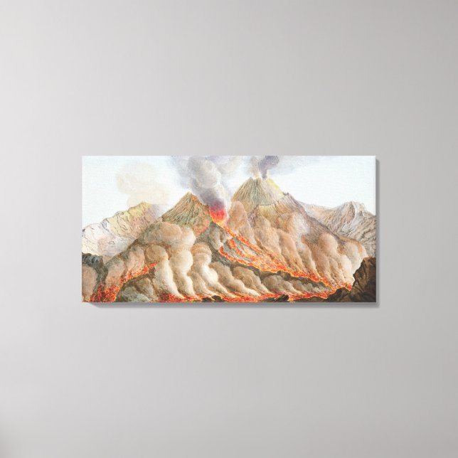Krater från berget Vesuvius från teckning Canvastryck (Framsida)