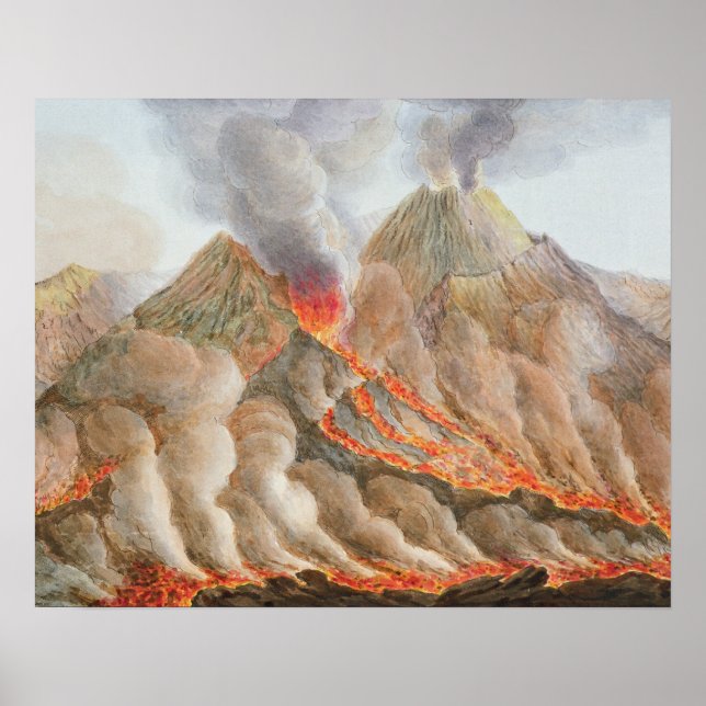 Krater från berget Vesuvius från teckning Poster (Framsidan)