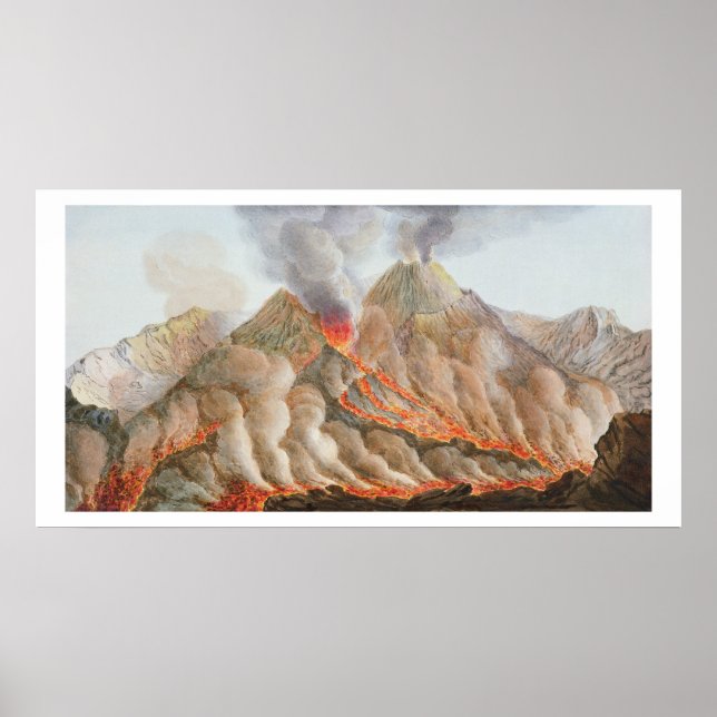 Krater från berget Vesuvius från teckning Poster (Framsidan)
