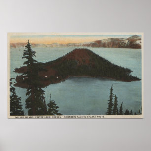 Krater sjö, Oregon - trollkarlön beskådar #1 Poster