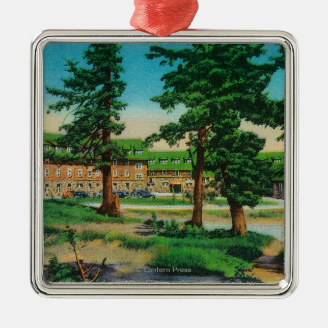 Krater sjöloge och gammal PinesCrater sjö, ELLER Julgransprydnad Metall (Framsidan)