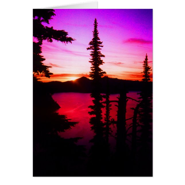 Krater sjösolnedgång hälsningskort (Framsidan)