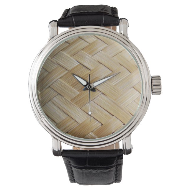 Kratip Thai Lao Isan Bamboo Ris Basket Armbandsur (Framsida)