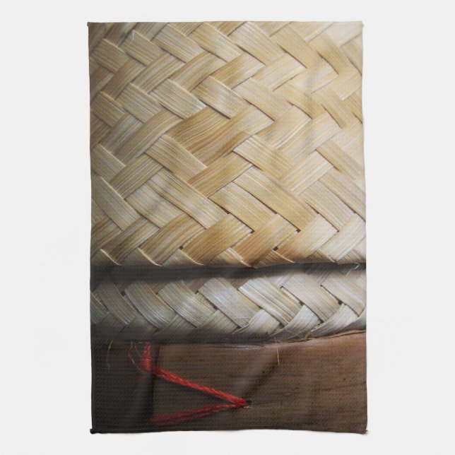 Kratip Thai Lao Isan Bamboo Ris Basket Kökshandduk (Vertikal)