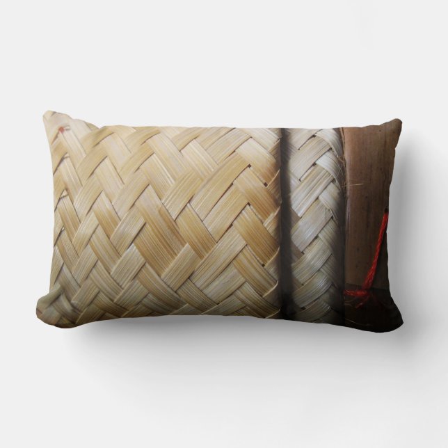 Kratip Thai Lao Isan Bamboo Ris Basket Lumbarkudde (Framsida)