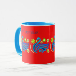 KRATIV BLOMMÄRKFÅGEL MUG FOR PRESENT NYTT ÅR 2023 MUGG