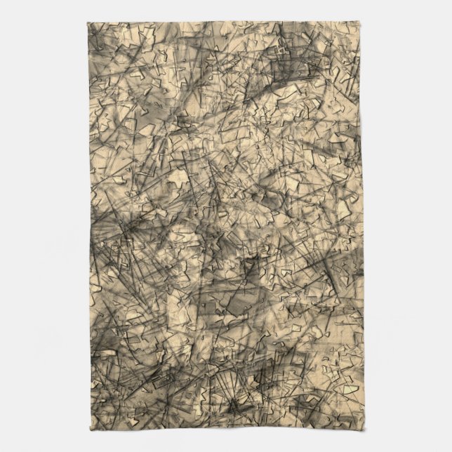 Kratser på repor på en lätt fläckig khaki kökshandduk (Vertikal)