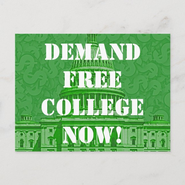 Kräv gratis högskola nu vykort (Framsida)