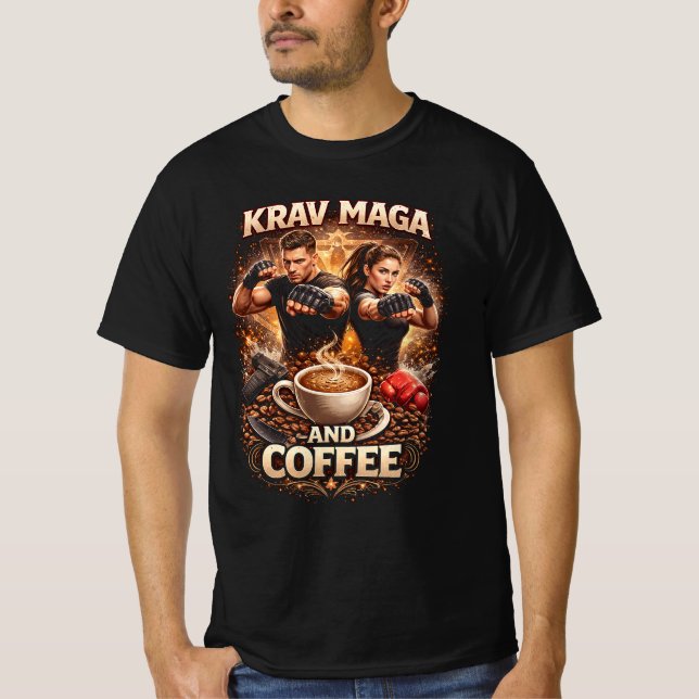 Krav Maga and Coffee T Shirt (Framsida)
