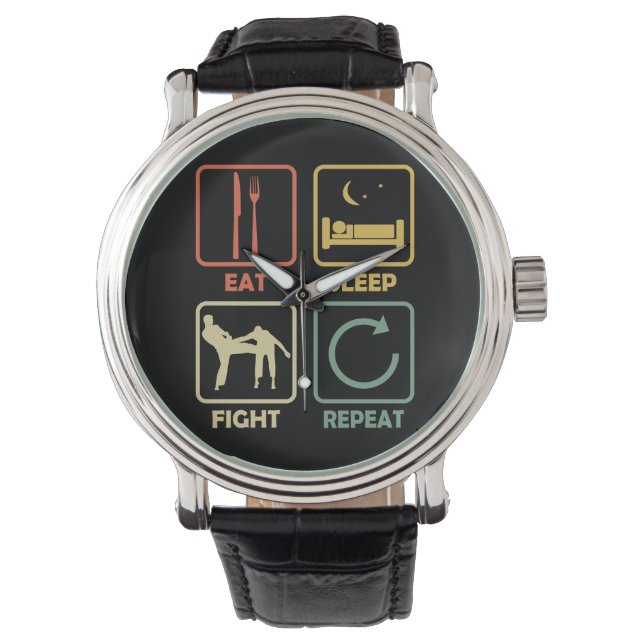 Krav Maga fight military martial arts Eat retro Armbandsur (Framsida)