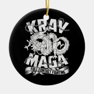 Krav Maga för manar Fighting Self Defense Fight Julgransprydnad Keramik
