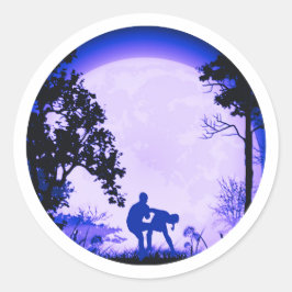 Krav Maga Groin Kick Full Moon Sticker Lila Runt Klistermärke