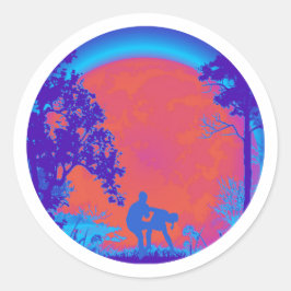 Krav Maga Groin Kick Full Moon Sticker Neon Runt Klistermärke