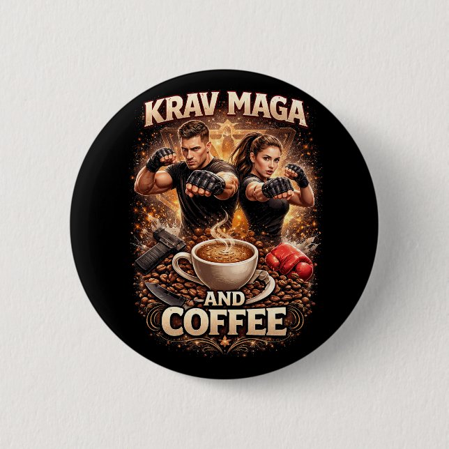 Krav Maga och kaffe Knapp (Framsida)