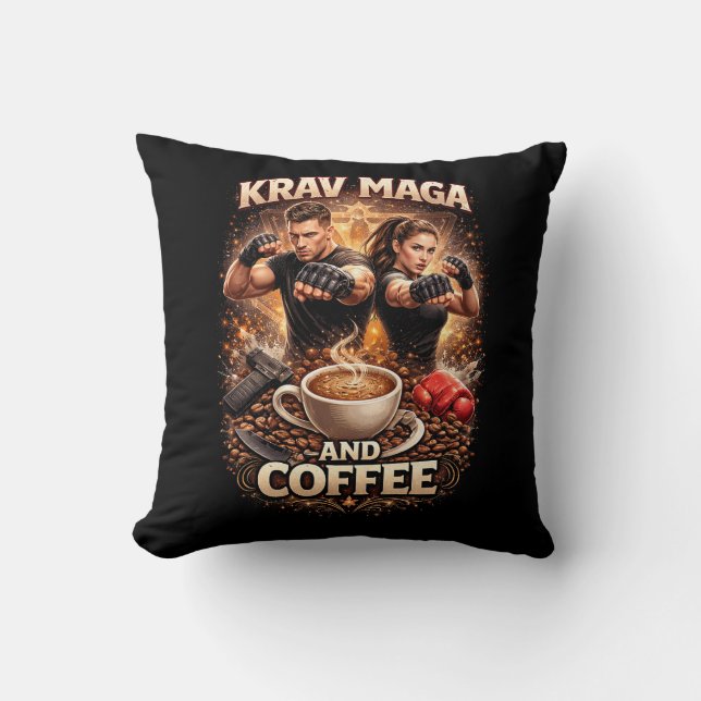 Krav Maga och kaffe Kudde (Framsida)
