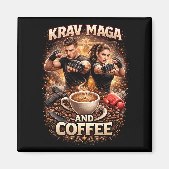 Krav Maga och kaffe Magnet (Framsidan)