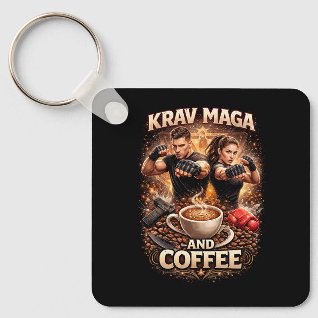 Krav Maga och kaffe Nyckelring (Framsida)