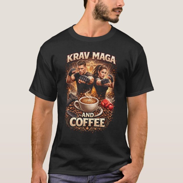 Krav Maga och kaffe T Shirt (Framsida)