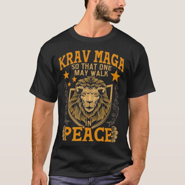 Krav Maga One May Walk in Peace israelisk självför T Shirt (Framsida)
