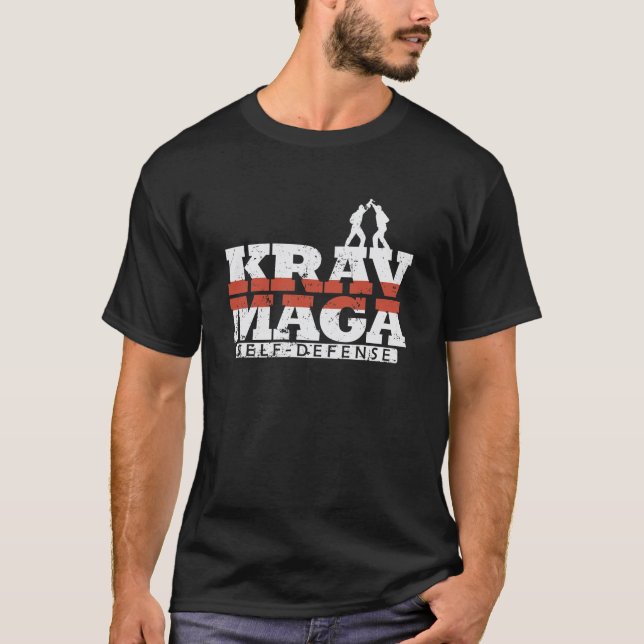 Krav Maga Selbstverteidigung Nahkampf T Shirt (Framsida)