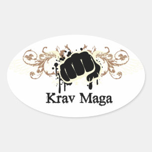 Krav Maga Slår Ovalt Klistermärke