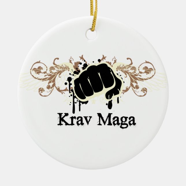 Krav Maga stansmaskin Julgransprydnad Keramik (Framsidan)