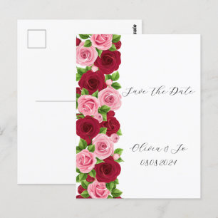 krävande röd och rosa blommigt spara datumkortet vykort