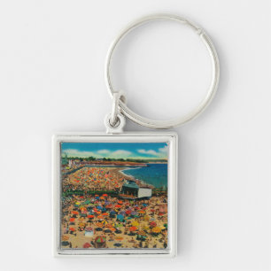 Kravar på stranden, Santa CruzSanta Cruz, CA Fyrkantig Silverfärgad Nyckelring