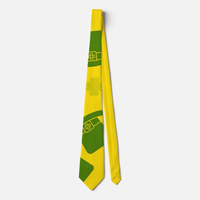 Kravatt St Patricks Day Leprechaunhatt Gul Slips (Framsida)