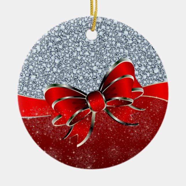 Krävda diamanter Se Glitter-patern Julgransprydnad Keramik (Framsidan)