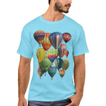 Krävda färgstarka Luftballonger på Blue T-Shirt
