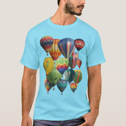 Krävda färgstarka Luftballonger på Blue T-Shirt