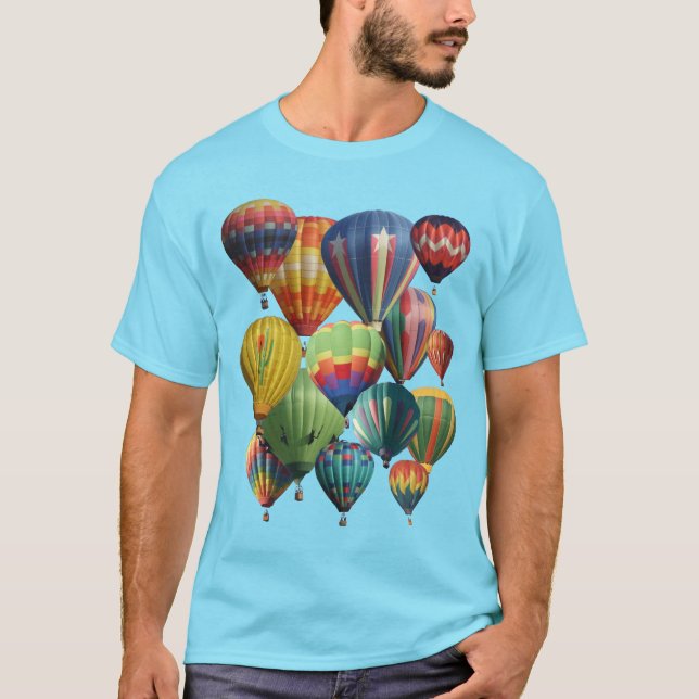 Krävda färgstarka Luftballonger på Blue T-Shirt (Framsida)