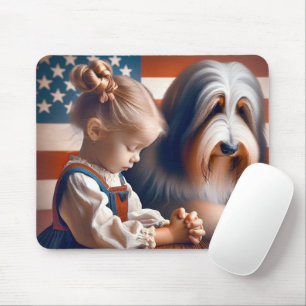 Kräver amerikansk flicka med Hund Musmatta