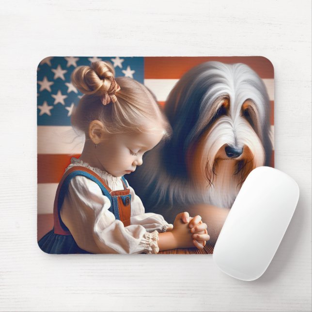 Kräver amerikansk flicka med Hund Musmatta (Med mus)
