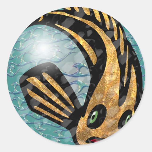 Krazy Koi (Round Stickers) Runt Klistermärke (Framsida)