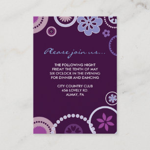 KRAZY POLKA DOT Bat mitzvah RECEPTION CARD Lila Tilläggskort