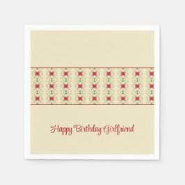 Kream med Rosa och Grönt Mönster Pappersservett