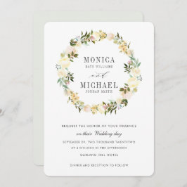 Kream och Grått | Utandning av botanisk Blommigt B Inbjudningar