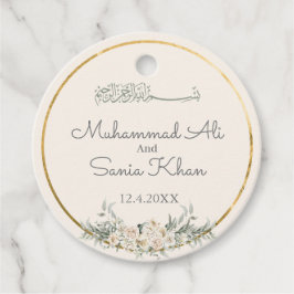 Kream och Guld Blommigt Islamiska muslimska Bröllo Gåvor Etiketter