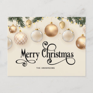 Kream och Guld Elegant God jul Helg Vykort