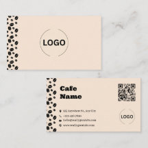 Kreamfärgad kaffebönscafé Business Card Set