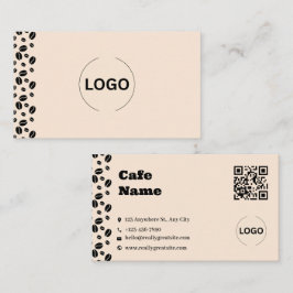 Kreamfärgad kaffebönscafé Business Card Set Visitkort