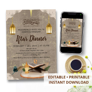Kreativ 3D Koran och lykta Ramadan Iftar Inbjudningar
